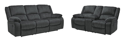 Draycoll sofa and loveseat set, Slate / Manual, 76504U1: original manufacturer image; only listed sofa and loveseat included. Castillo Furniture, Philadelphia.