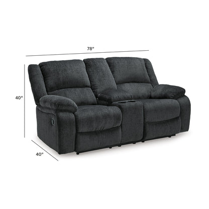 Draycoll Reclining Loveseat with Console - 7650494 - approximate manufacturer dimensions (supplier image 15)