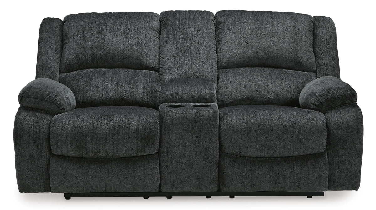 Draycoll Reclining Loveseat with Console - 7650496 - product view or room setting; only loveseat included (supplier image 4)