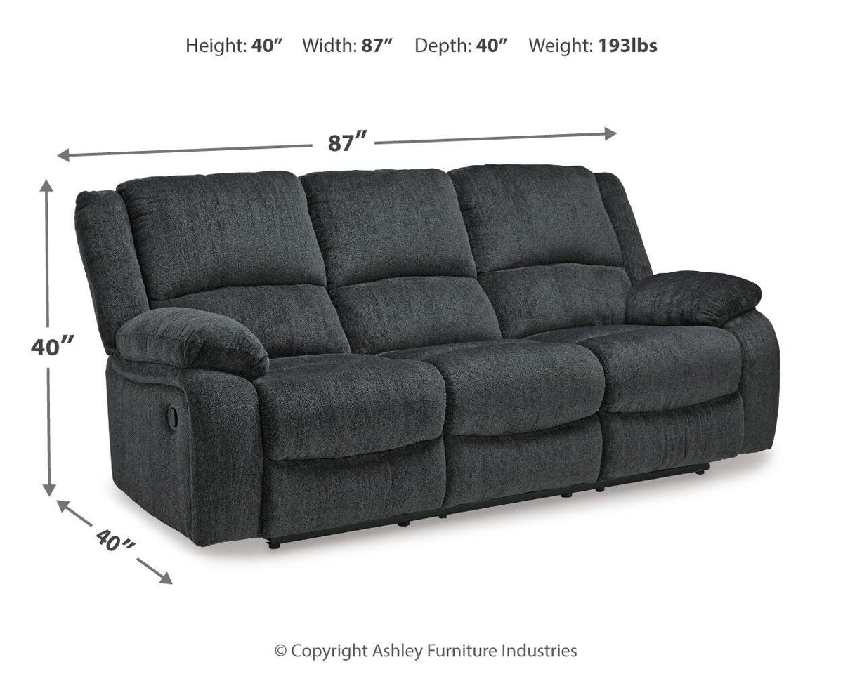 Draycoll Reclining Sofa - 7650488 - approximate manufacturer dimensions (supplier image 4)