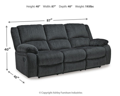 Draycoll Reclining Sofa - 7650488 - approximate manufacturer dimensions (supplier image 4)