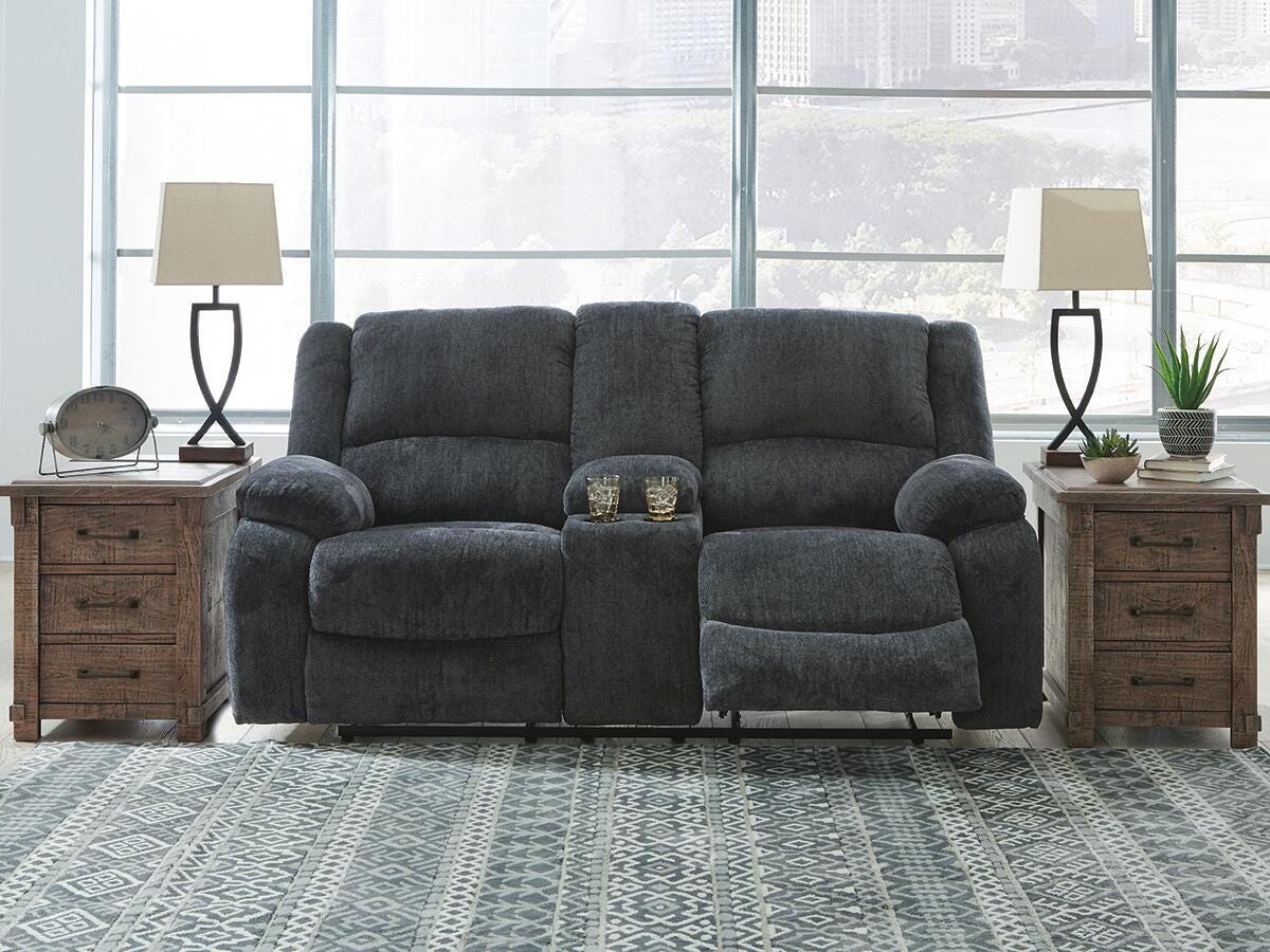 Draycoll sofa and loveseat set, Slate / Manual, 7650494: original manufacturer image; only listed sofa and loveseat included. Castillo Furniture, Philadelphia.