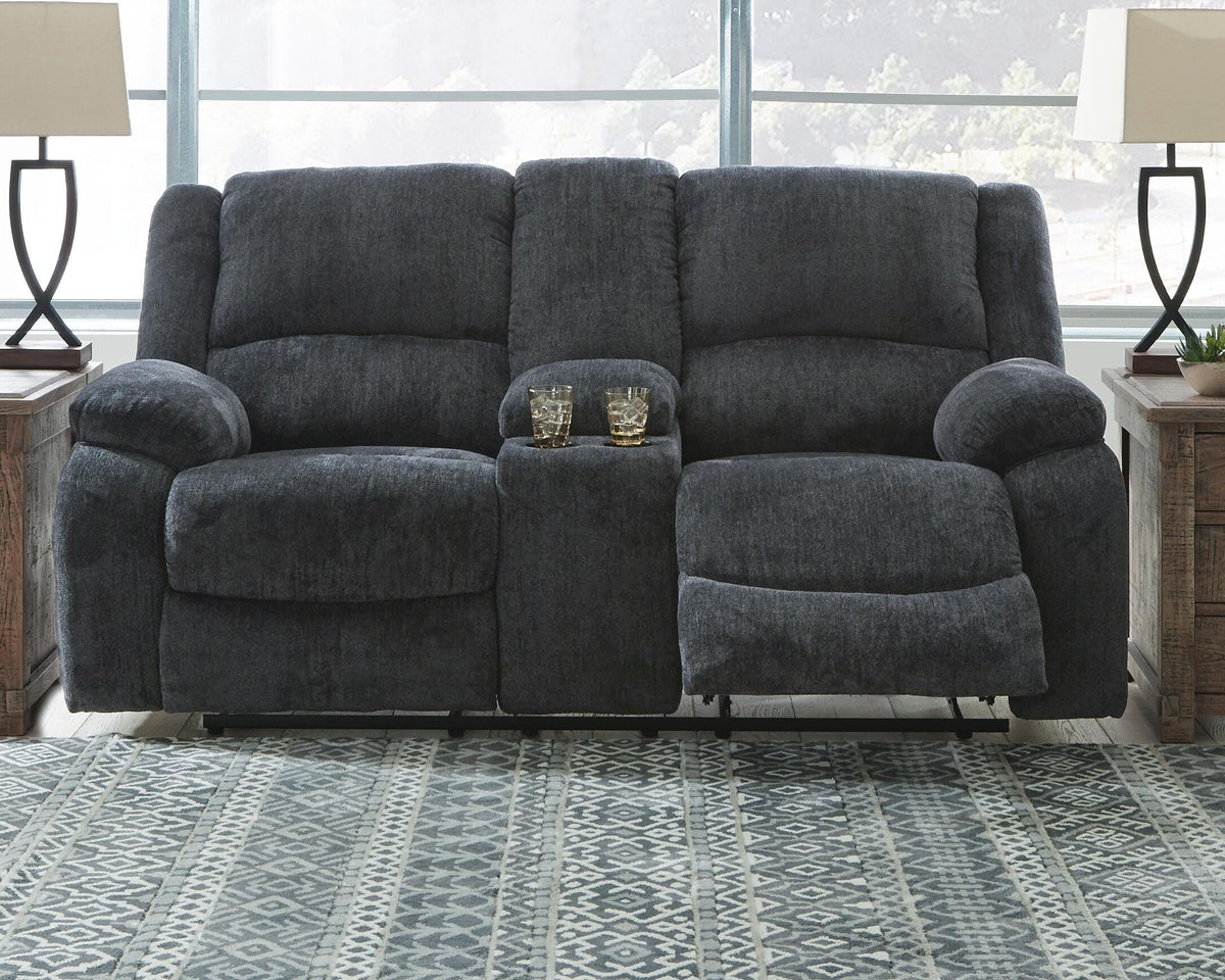 Draycoll Reclining Loveseat with Console - 7650494 - product view or room setting; only loveseat included (supplier image 9)