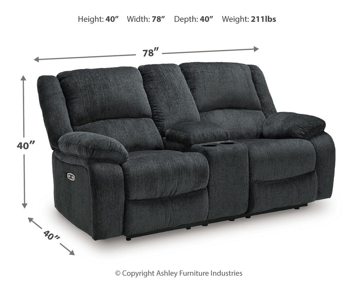 Draycoll Reclining Loveseat with Console - 7650496 - approximate manufacturer dimensions (supplier image 7)