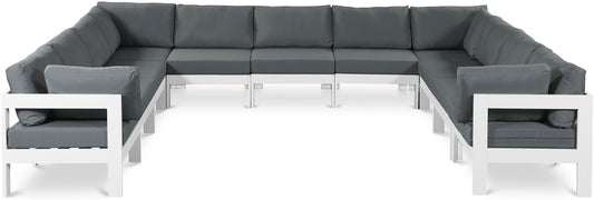 Nizuc - Outdoor Patio 11 Piece Modular Sectional With White Frame