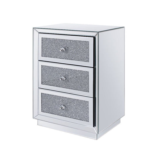 Noralie - 26" Accent Table - Mirrored, Faux Diamonds