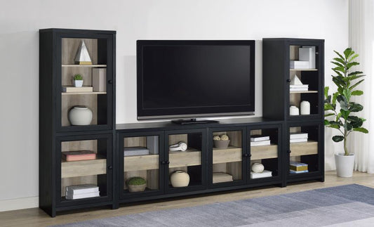 Denison - 3 Piece Entertainment Center 79" TV Stand - Black