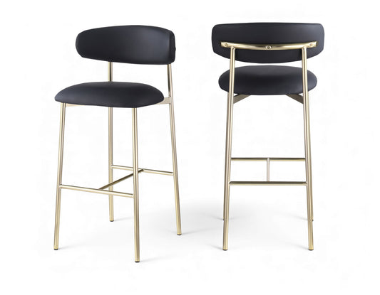 Lupita - Vegan Leather Upholstered Bar Stool With Brushed Gold Frame (Set of 2)