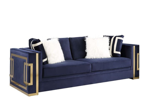 Virrux - Sofa & Loveseat Set - Blue Velvet & Gold