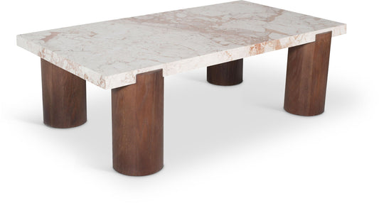 Campania - Marble And Oak Wood Coffee Table - Cream