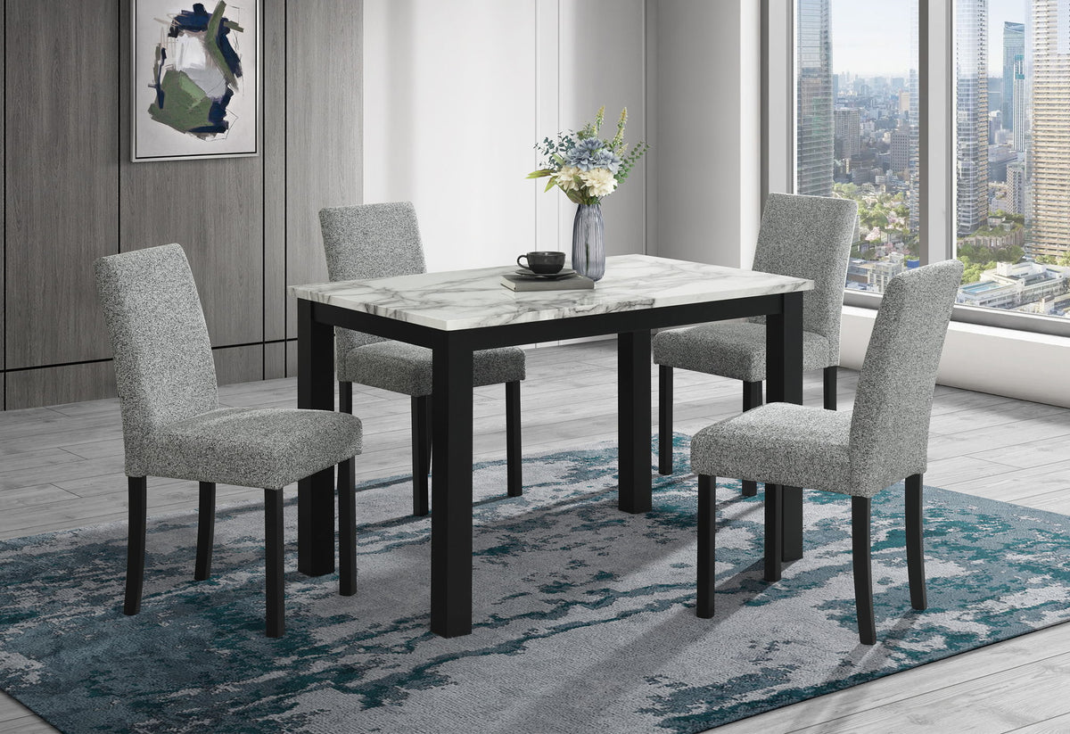 D8032 - 5 Piece Dining Room Set (Dining Table And Dining Chair) - Black / Gray / White