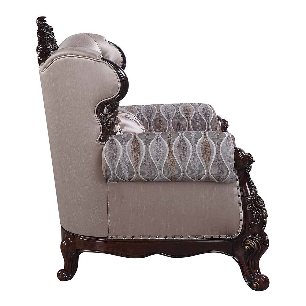 Benbek - Sofa & Loveseat Set - Fabric & Antique Oak