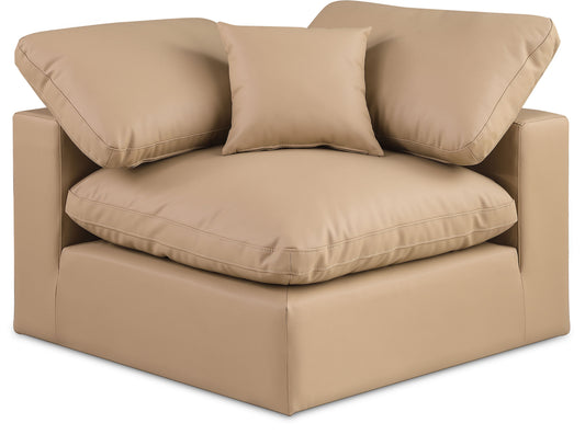 Comfy - Faux Leather Corner Chair - Tan
