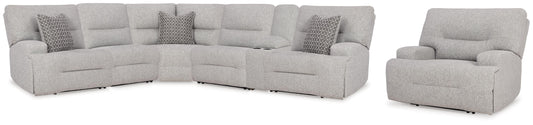 Acklen Place 6-Piece Power Reclining Sectional and Power Recliner - 93605S8 - product view or room setting; complete kit and included component views (supplier image 1)