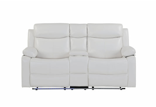 U6026 - Console Reclining Loveseat With LED - White