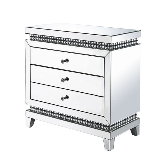 Lotus - 32" Console Cabinet - Mirrored & Faux Ice Cube Crystals