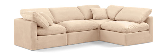 Indulge - Velvet 4 Piece Modular Sectional