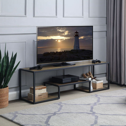 Idella - TV Stand - Rustic Oak & Black