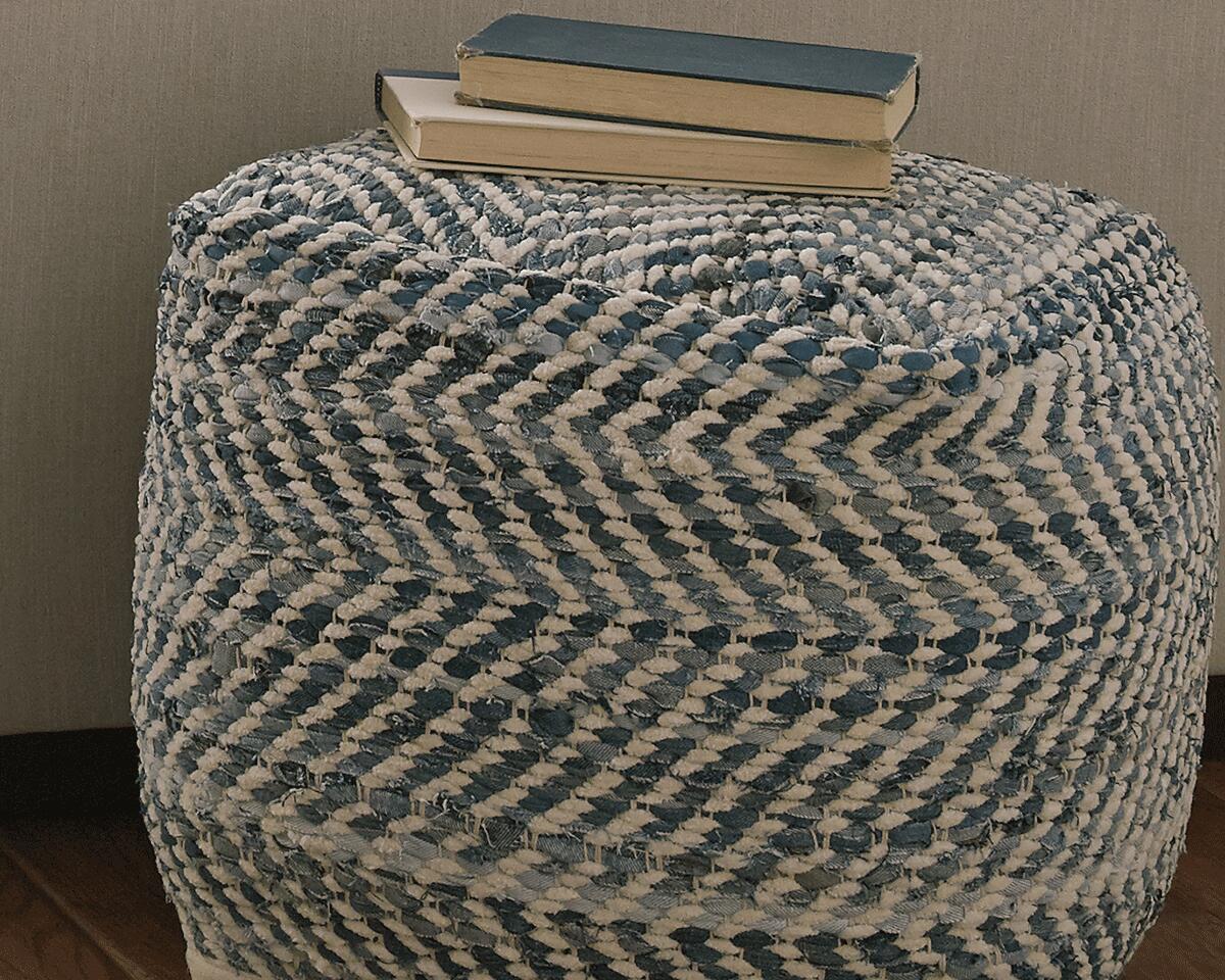 Chevron Pouf - A1000445 - product view or room setting; only pouf included (supplier image 2)