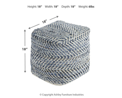 Chevron Pouf - A1000445 - approximate manufacturer dimensions (supplier image 3)
