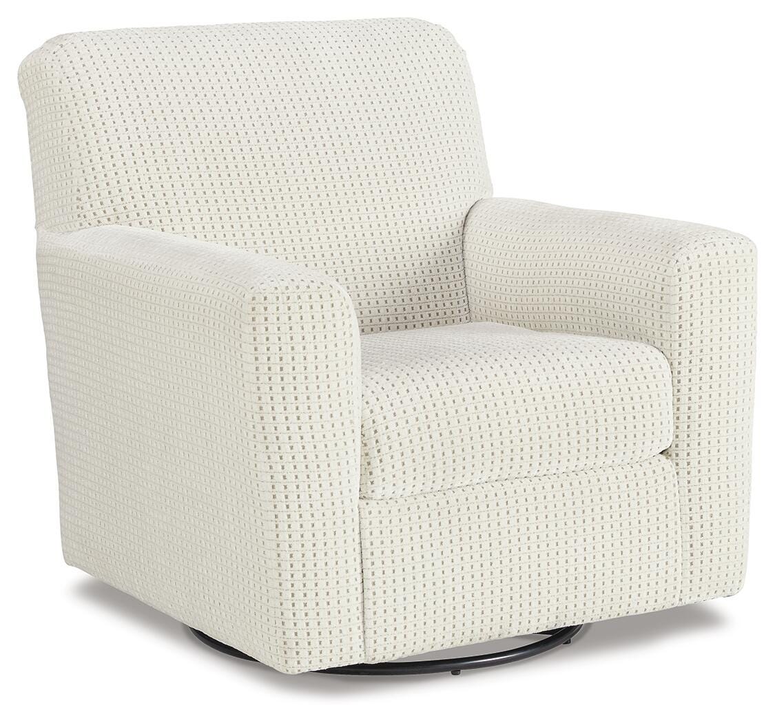 Herstow Swivel Glider Accent Chair - A3000365 - product view or room setting; only accent chair included (supplier image 1)