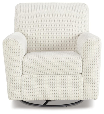 Herstow Swivel Glider Accent Chair - A3000365 - product view or room setting; only accent chair included (supplier image 3)
