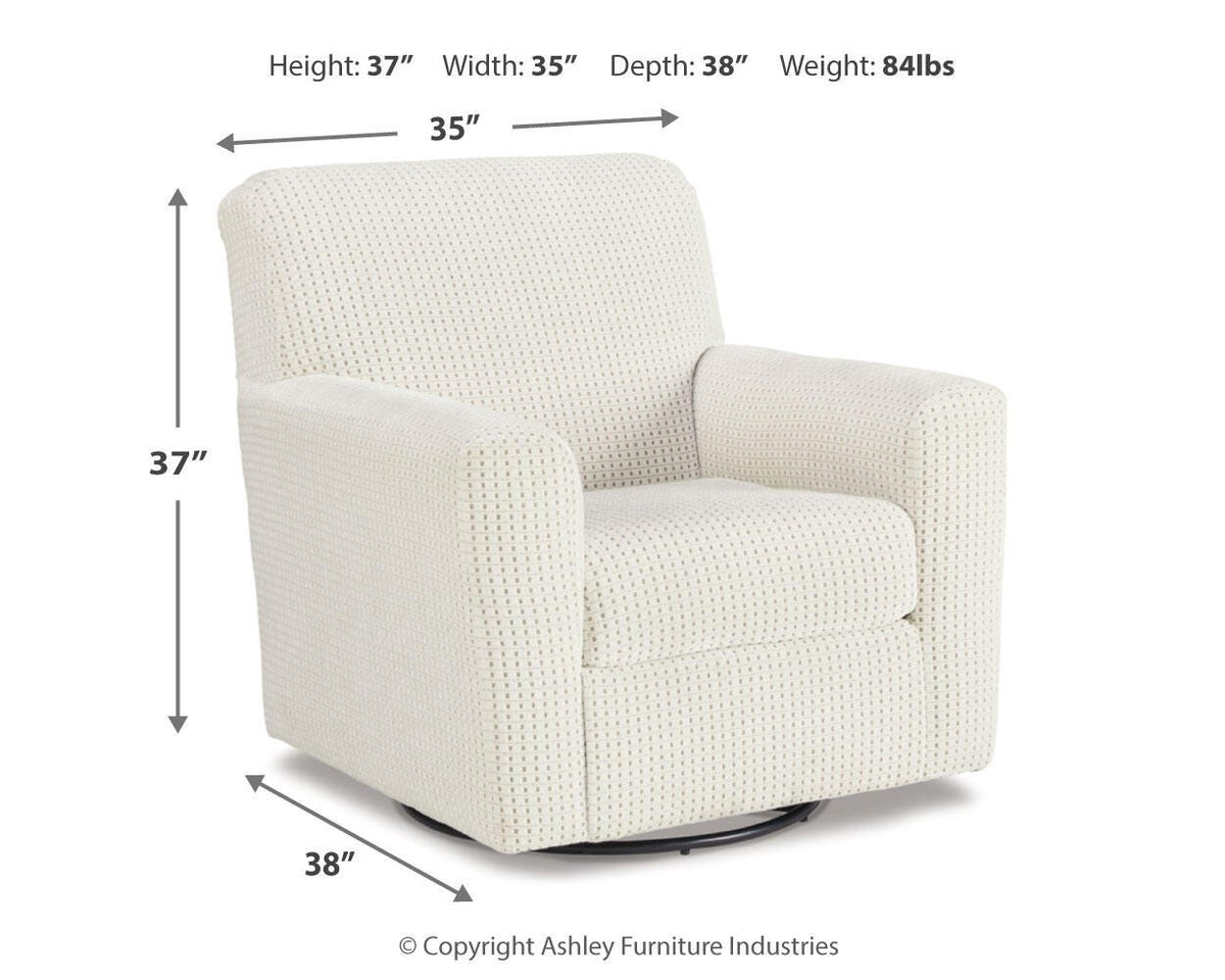 Herstow Swivel Glider Accent Chair - A3000365 - approximate manufacturer dimensions (supplier image 7)