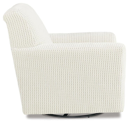 Herstow Swivel Glider Accent Chair - A3000365 - product view or room setting; only accent chair included (supplier image 4)