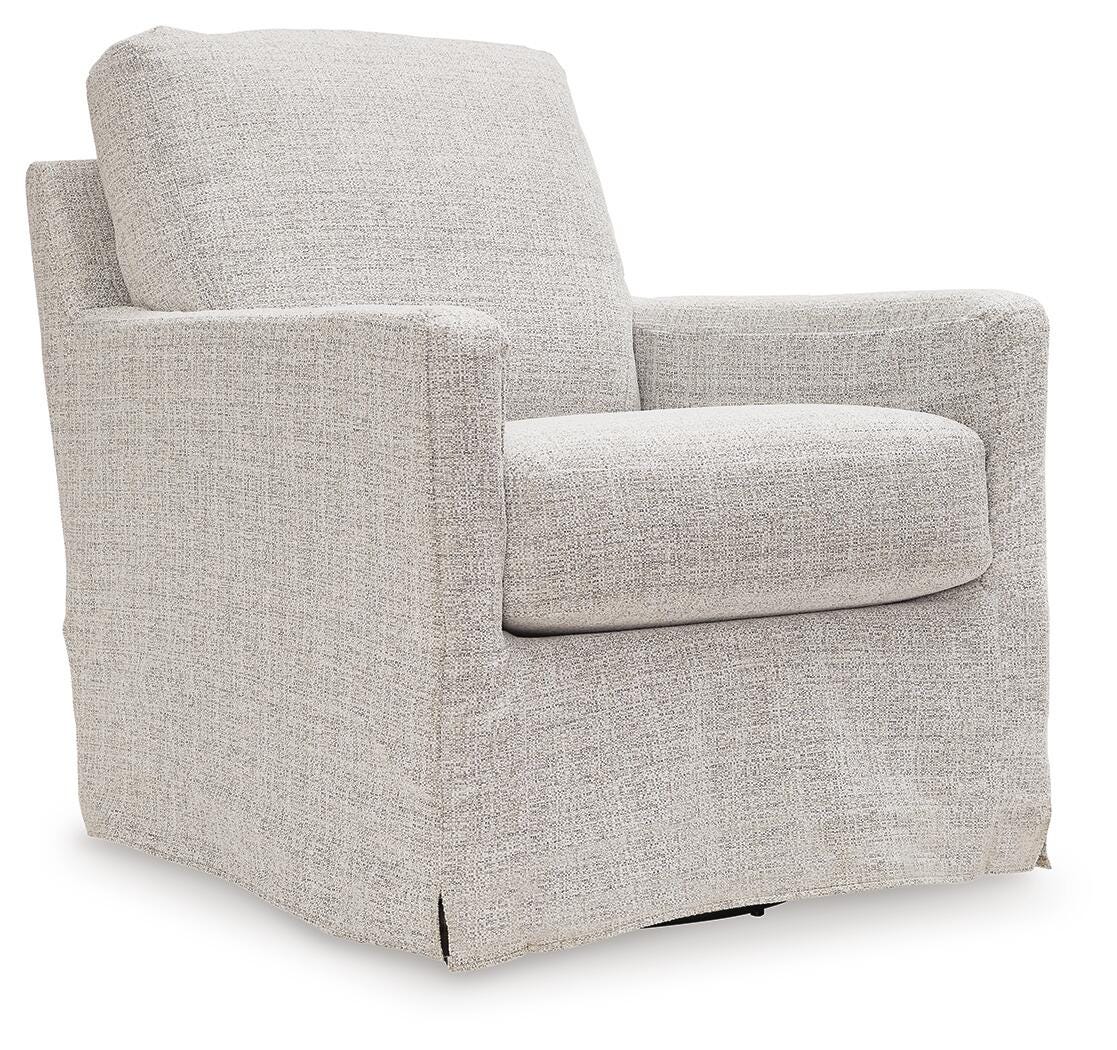 Nenana Next-Gen Nuvella Swivel Glider Accent Chair - A3000644 - product view or room setting; only accent chair included (supplier image 1)