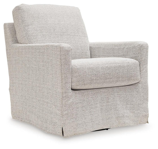 Nenana Next-Gen Nuvella Swivel Glider Accent Chair - A3000644 - product view or room setting; only accent chair included (supplier image 1)