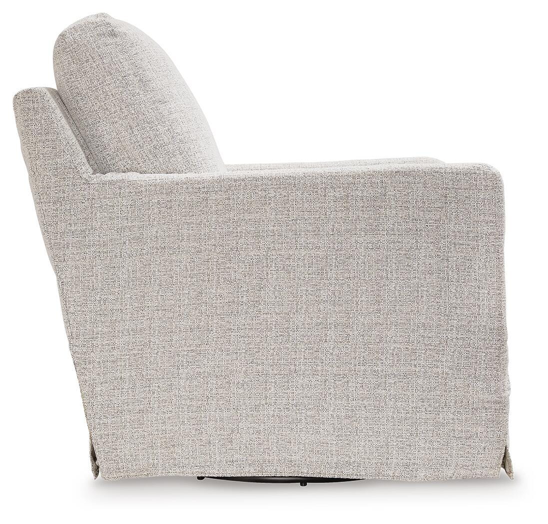 Nenana Next-Gen Nuvella Swivel Glider Accent Chair - A3000644 - product view or room setting; only accent chair included (supplier image 4)