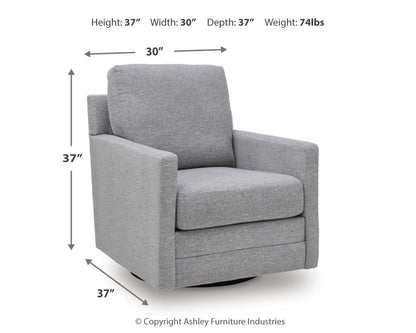 Freybourne Next-Gen Nuvella Swivel Accent Chair - A3000737 - approximate manufacturer dimensions (supplier image 7)