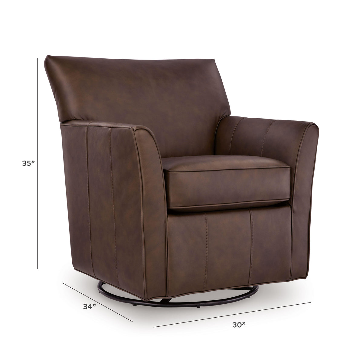 Braydunn Swivel Glider Accent Chair - A3000820 - approximate manufacturer dimensions (supplier image 7)