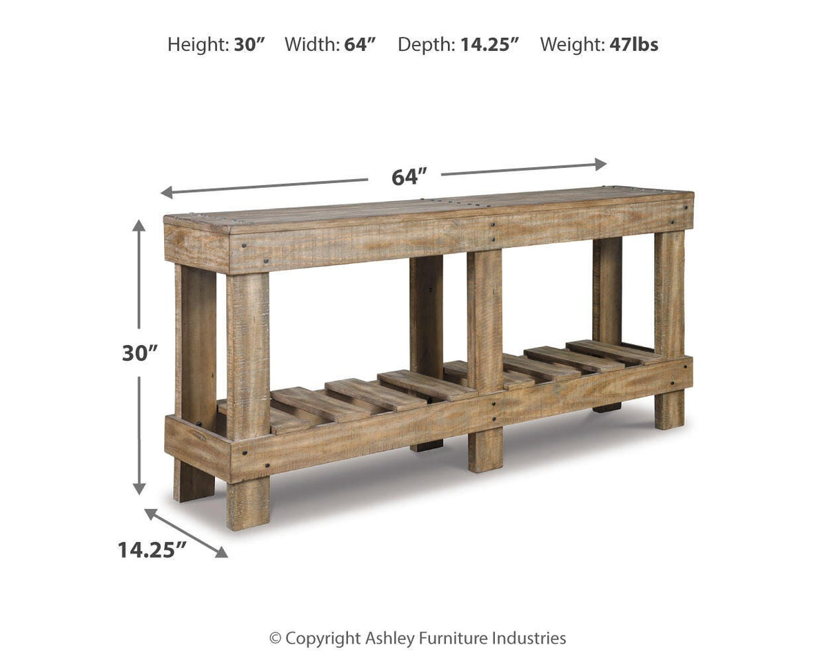 Susandeer Sofa/Console Table - A4000219 - approximate manufacturer dimensions (supplier image 4)