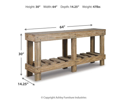 Susandeer Sofa/Console Table - A4000219 - approximate manufacturer dimensions (supplier image 4)