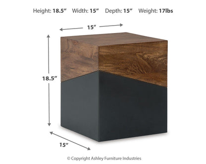 Trailbend Accent Table - A4000311 - approximate manufacturer dimensions (supplier image 4)