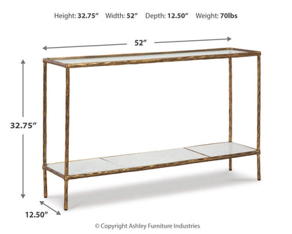 Ryandale Console Sofa Table - A4000443 - approximate manufacturer dimensions (supplier image 6)