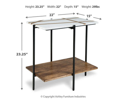 Braxmore Accent Table - A4000525 - approximate manufacturer dimensions (supplier image 6)