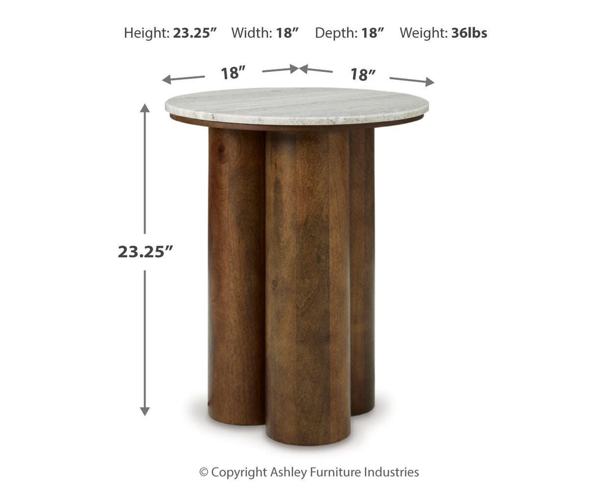 Henfield Accent Table - A4000623 - approximate manufacturer dimensions (supplier image 7)