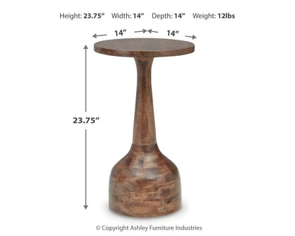 Joville Accent Table - A4000627 - approximate manufacturer dimensions (supplier image 6)