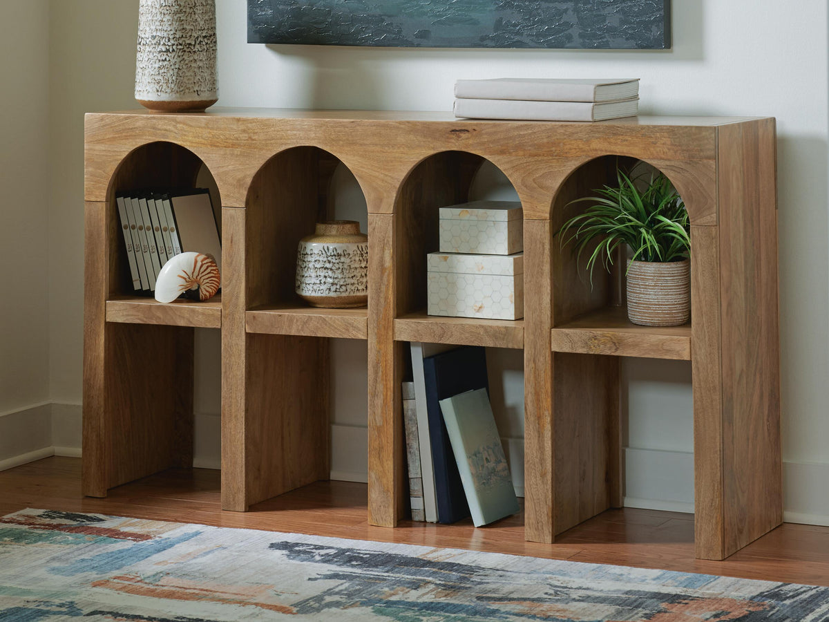 Luzmanacy Console Sofa Table - A4000664 - product view or room setting; only console table included (supplier image 2)