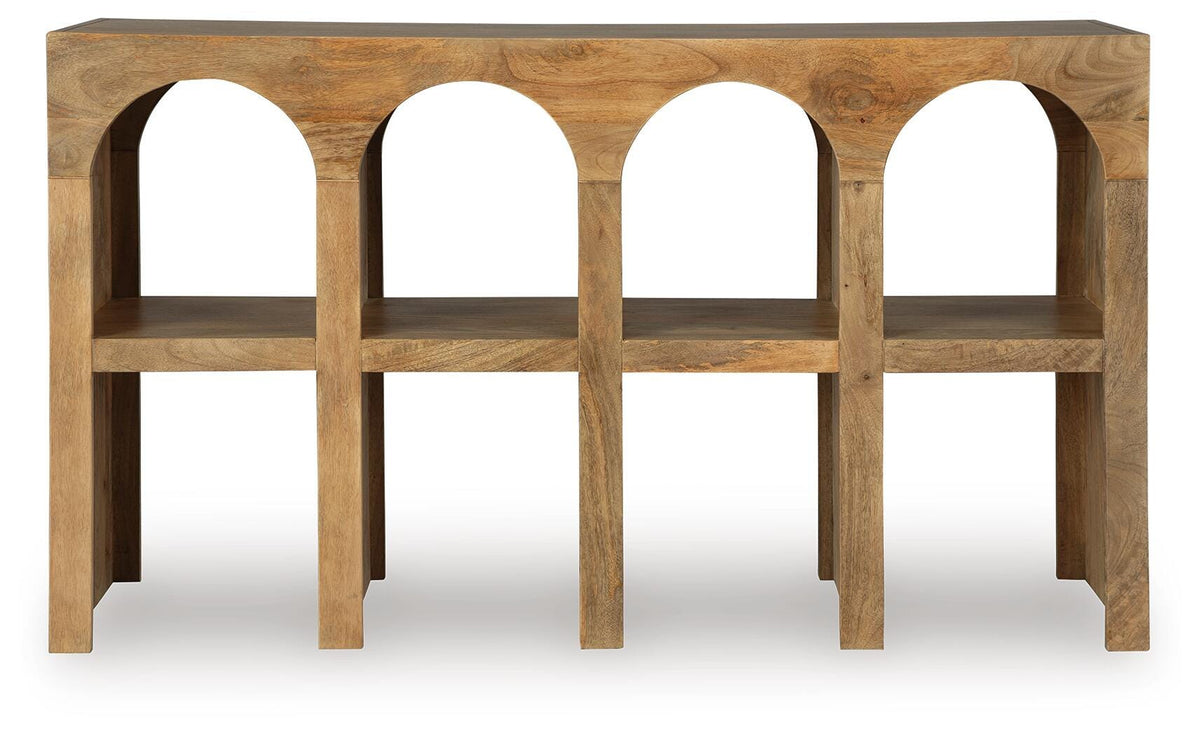 Luzmanacy Console Sofa Table - A4000664 - product view or room setting; only console table included (supplier image 3)