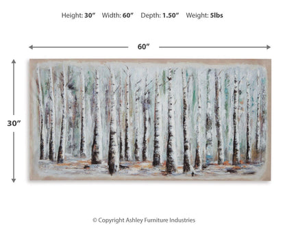 Calbert Wall Art - A8000392 - approximate manufacturer dimensions (supplier image 6)