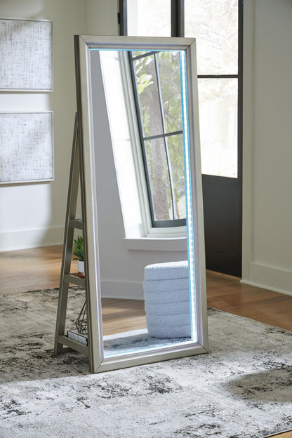 Evesen Floor Standing Mirror/Storage - A8010380 - product view or room setting; only mirror included (supplier image 12)