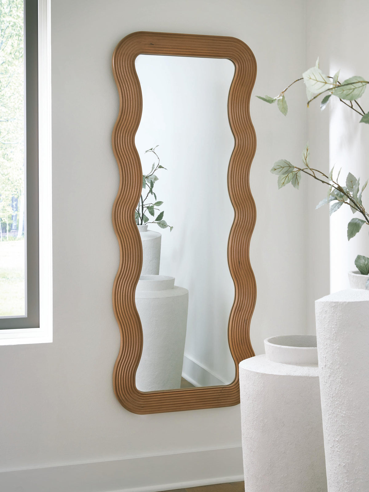 Ellisonville Floor Mirror - A8010413 - product view or room setting; only mirror included (supplier image 2)