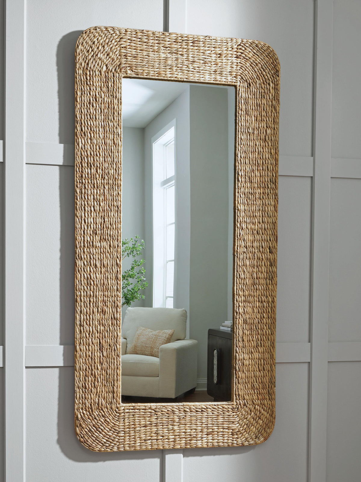 Norigan Floor Mirror - A8010438 - product view or room setting; only mirror included (supplier image 2)
