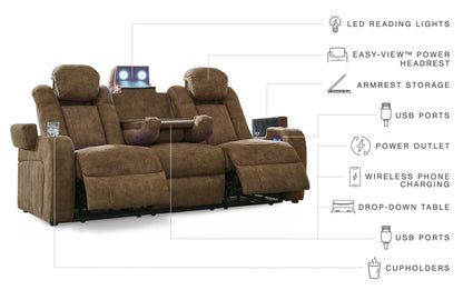 Wolfridge Power Reclining Sofa - 6070315 - product view or room setting; only sofa included (supplier image 5)