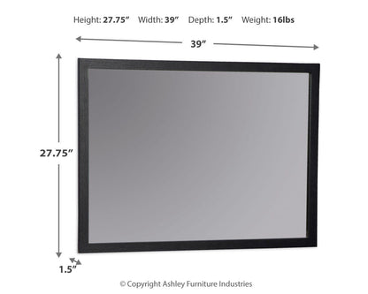 Danziar Bedroom Mirror - B1013-36 - approximate manufacturer dimensions (supplier image 4)