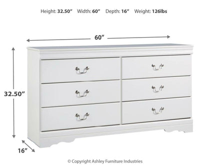 Anarasia Dresser - B129-31 - approximate manufacturer dimensions (supplier image 3)