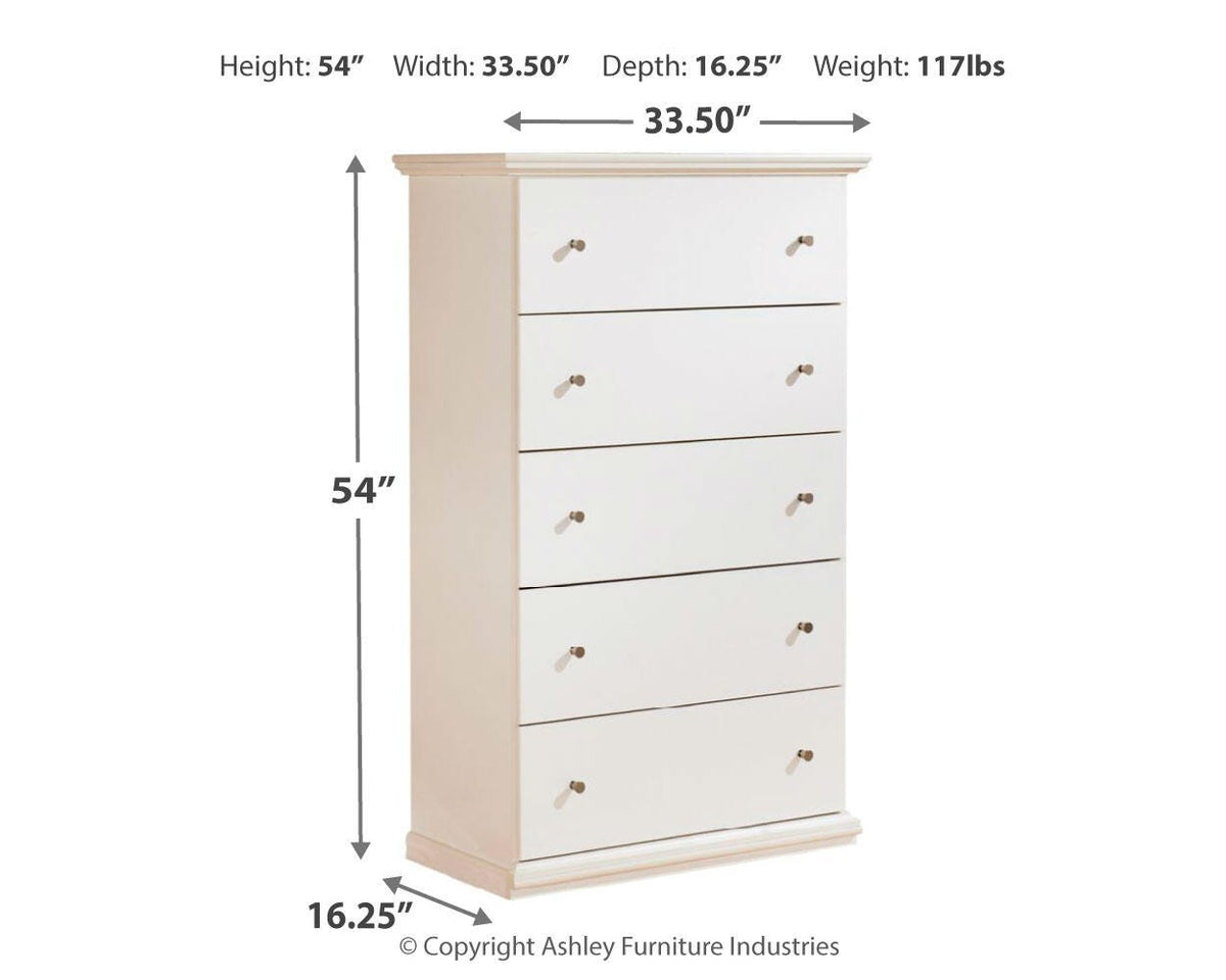 Bostwick Shoals Chest of Drawers - B139-46 - approximate manufacturer dimensions (supplier image 4)